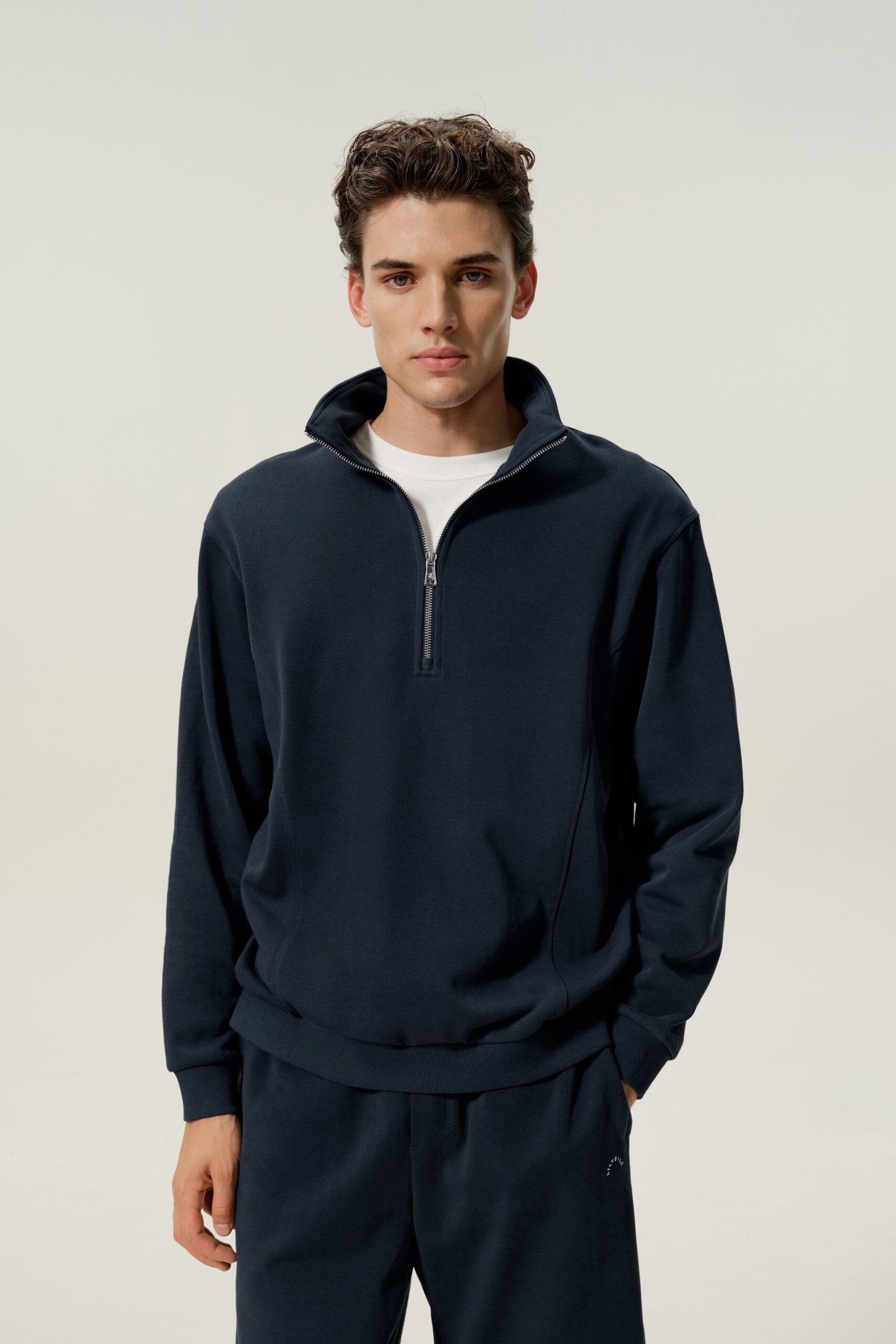 1 (11) Men Navy Sweatshirt Half-Zip - Image 1