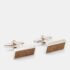 Hugo Boss Suede Silver Tone Cufflinks