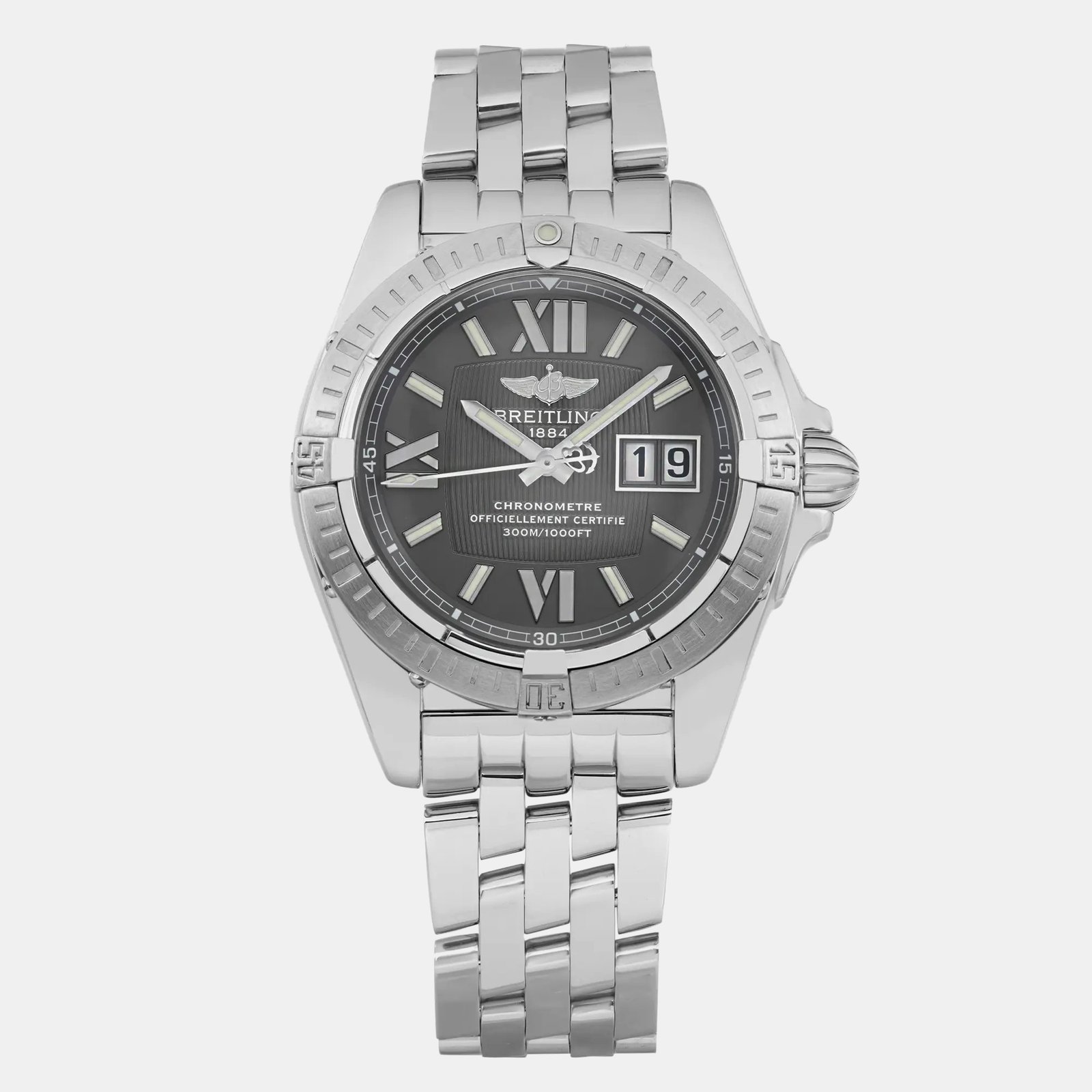 luxury-men-breitling-used-watches-p1099142-001 Breitling Black Stainless Steel Galactic Cockpit A49350 Automatic Men's Wristwatch 41mm - Image 1