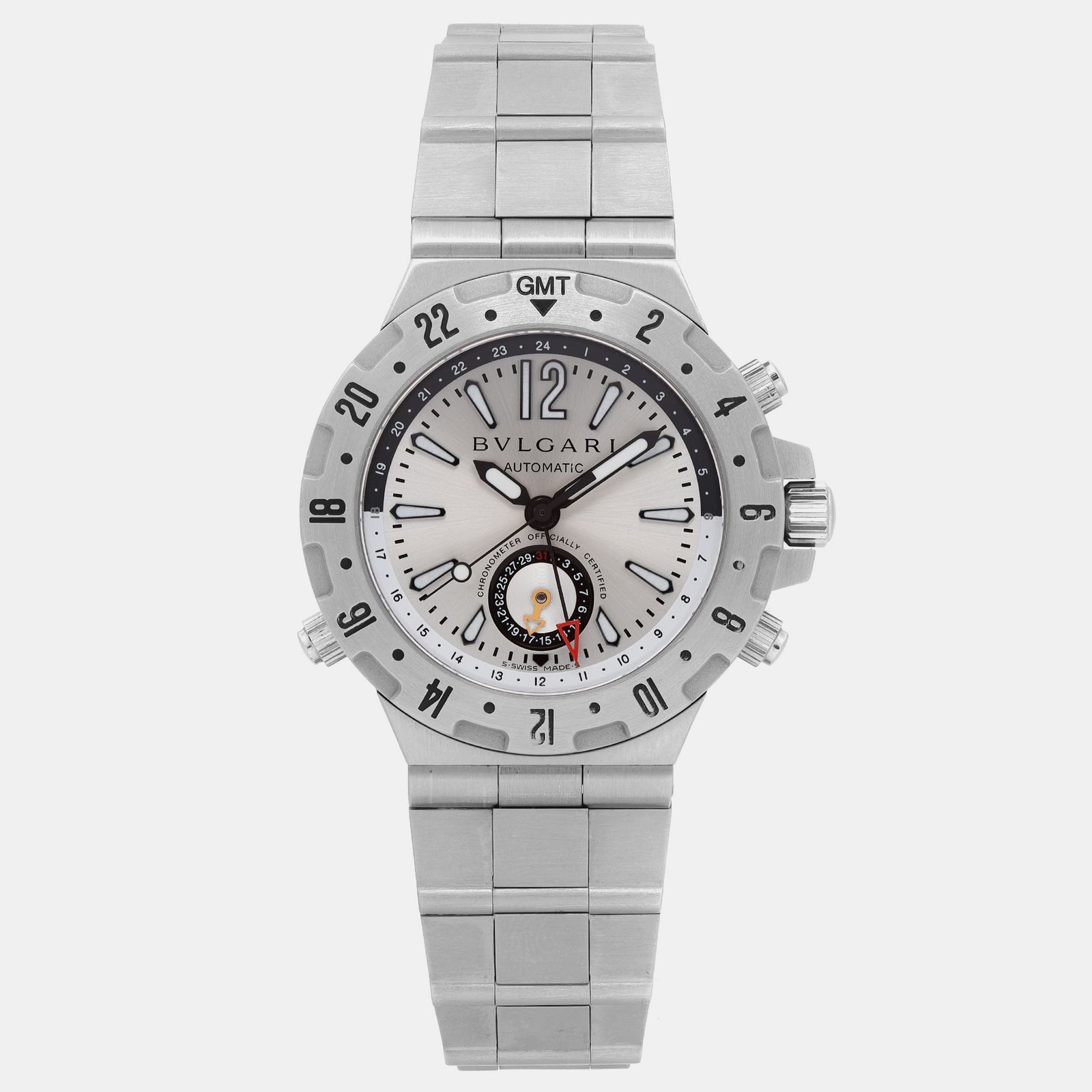 luxury-men-bvlgari-used-watches-p1099365-006 Bvlgari Silver Stainless Steel Diagono GMT40S Automatic Men's Wristwatch 40 mm - Image 1