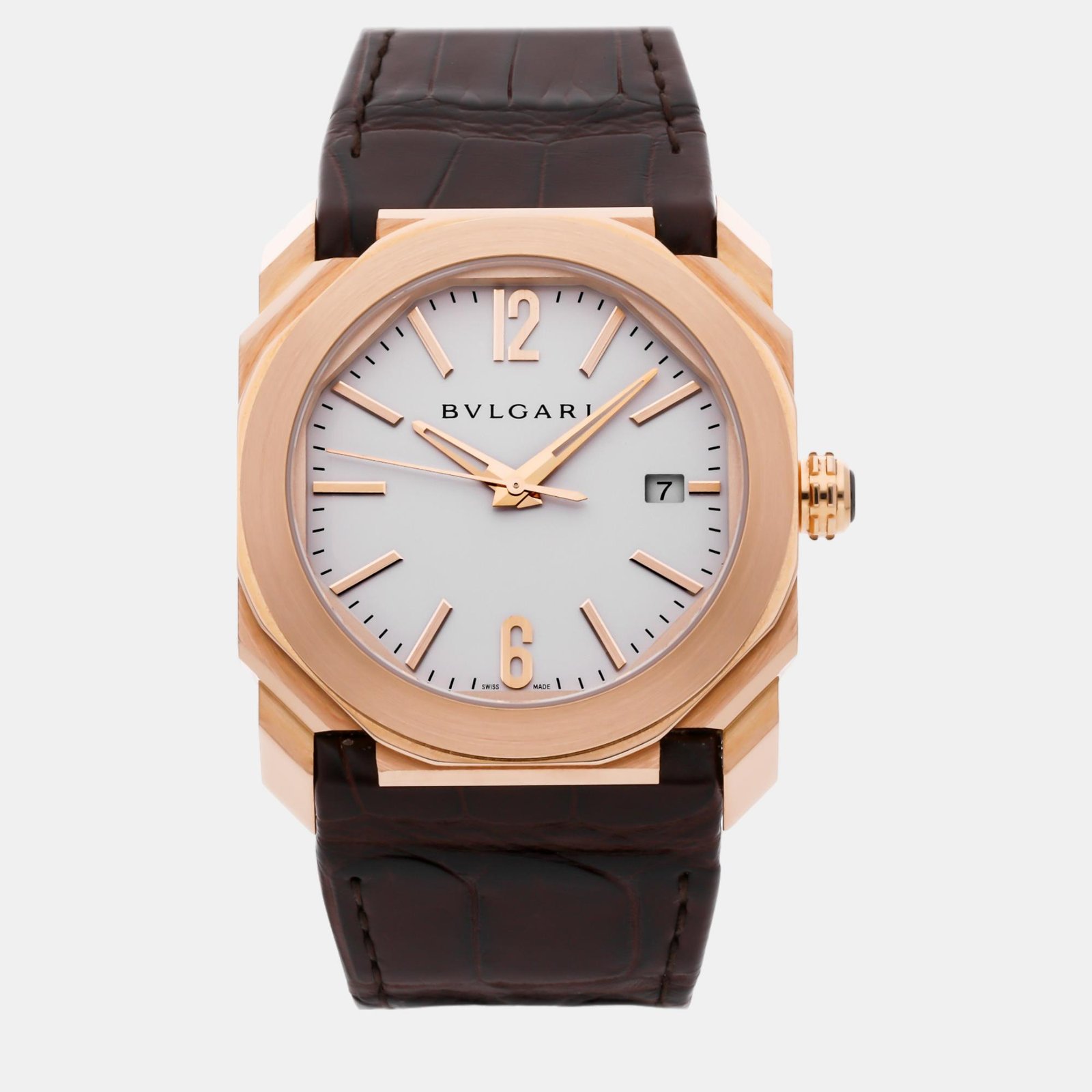 luxury-men-bvlgari-used-watches-p953013-002 Bvlgari Octo 102119 Automatic Silver 18k Rose Gold Men’s Wristwatch 38mm - Image 1