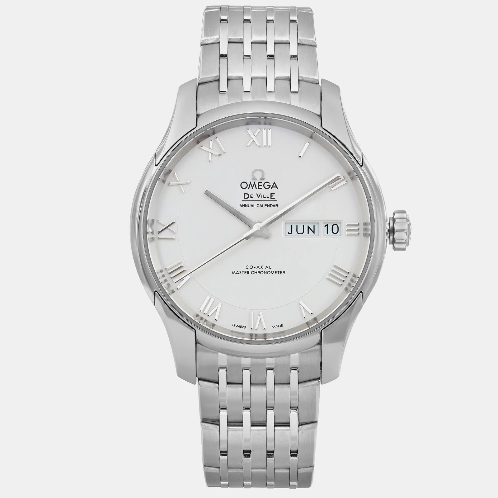 luxury-men-omega-used-watches-p1099181-001 Omega White Stainless Steel De Ville Hour Vision 433.10.41.22.02.001 Automatic Men's Wristwatch 41mm - Image 1