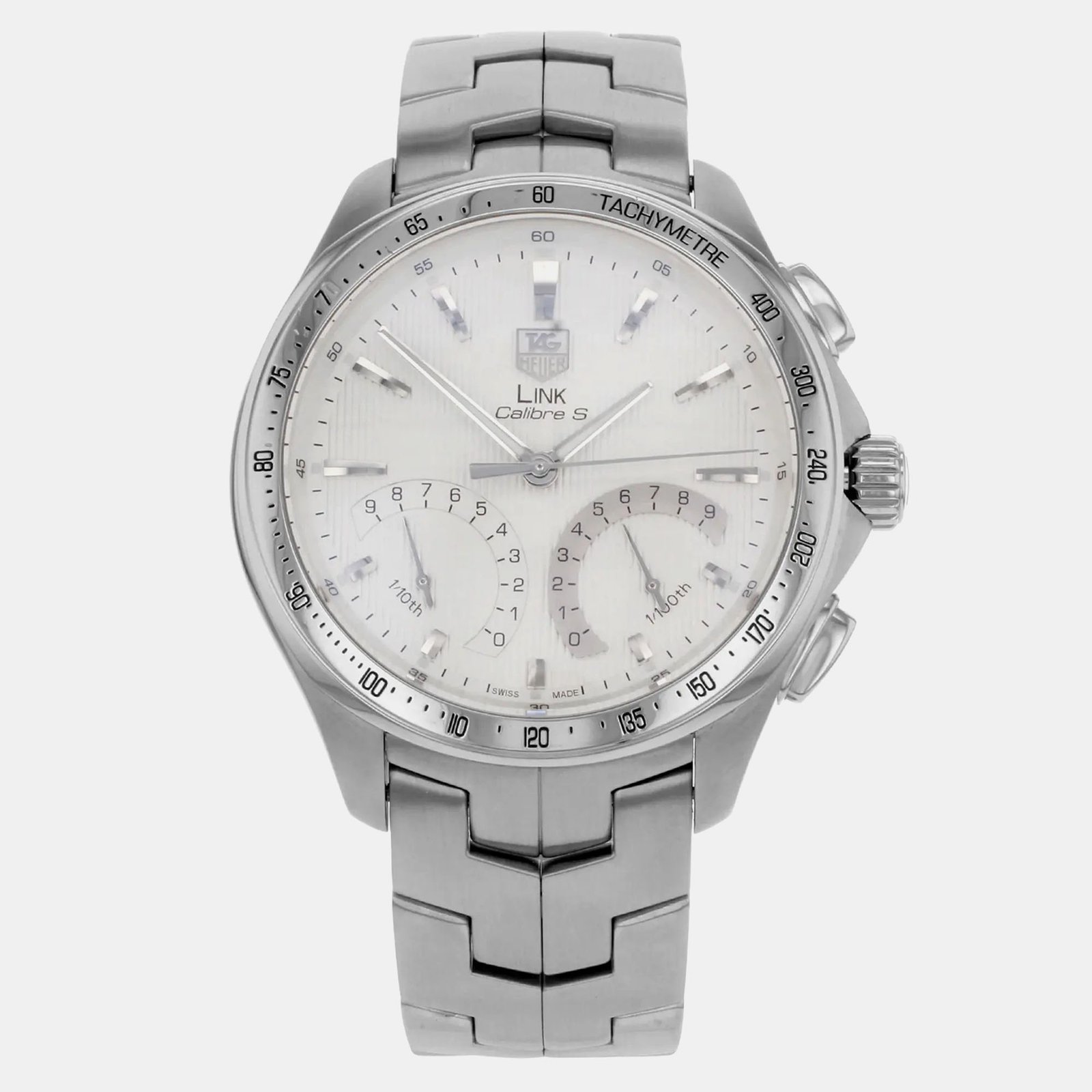 luxury-men-tag-heuer-used-watches-p1103000-001 Tag Heuer Silver Stainless Steel Link CAT7011.BA0952 Quartz Men's Wristwatch 43 mm - Image 1