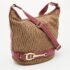 Aigner Beige/Pink Signature Canvas and Croc Embossed Leather Hobo - Image 3
