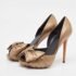 Alexander McQueen Gold Leather Peep Toe Pumps Size 37.5 - Image 2