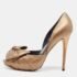 Alexander McQueen Gold Leather Peep Toe Pumps Size 37.5