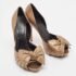 Alexander McQueen Gold Leather Peep Toe Pumps Size 37.5 - Image 4