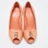 Alexander McQueen Light Orange Leather Embellished Skull Peep Toe Pumps Size 40 - Image 3