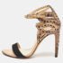 Alexandre Birman Tricolor Suede and Python Cut Out Ankle Strap Sandals Size 36.5