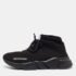 Balenciaga Black Knit Fabric Speed 2.0 Lace up Sneakers Size 37