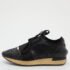 Balenciaga Black Leather and Glitter Fabric Race Runner Sneakers Size 38
