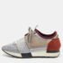 Balenciaga Tri Color Leather, Suede nd Mesh Race Runner Low Top Sneakers Size 38