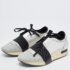 Balenciaga Grey/Silver Leather and Knit Fabric Race Runner Sneakers Size 38 - Image 2