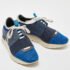 Balenciaga Blue/White Patent,Mesh and Leather Race Runner Sneakers Size 36 - Image 4