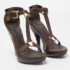 Burberry Brown Leather T Ankle Strap Platform Sandals Size 38 - Image 5
