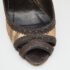 Burberry Beige/Brown Haymarket Check Canvas and Brogue Leather Peep Toe Pumps Size 39 - Image 7