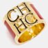Carolina Herrera CH Enamel Gold Tone Ring Size 54 - Image 3