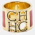 Carolina Herrera CH Enamel Gold Tone Ring Size 54 - Image 2