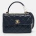Chanel Navy Blue Quilted Leather Small Trendy CC Top Handle Bag