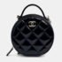 Chanel Black Shiny Leather Round Top Handle Bag