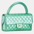 Chanel Metallic Green Lambskin Leather Quilted Top Handle Bag - Image 3