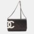 Chanel White/Black Leather Cambon Ligne Wallet On Chain - Image 9