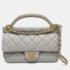 Chanel Grey Calfskin Quilted Small Lady Handle Clutch With Chain
