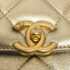 Chanel Gold Quilted Lambskin Mini Crystal Logo Letters Chain Handle Flap Bag - Image 4