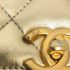Chanel Gold Quilted Lambskin Mini Crystal Logo Letters Chain Handle Flap Bag - Image 3