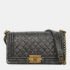 Chanel Metallic Grey Leather Medium Boy Bag