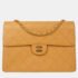 Chanel Beige Calfskin Single Flap Shoulder Bag - Image 4