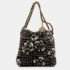 Chanel Black Cotton Camellia Logo Gold Chain Tote Shoulder Bag - Image 3