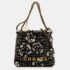 Chanel Black Cotton Camellia Logo Gold Chain Tote Shoulder Bag