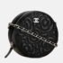 Chanel Black Leather Camellia Round Mini Chain Shoulder Bag - Image 2