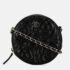 Chanel Black Leather Camellia Round Mini Chain Shoulder Bag