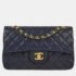 Chanel Navy Lambskin Leather Small Classic Double Flap Shoulder Bag