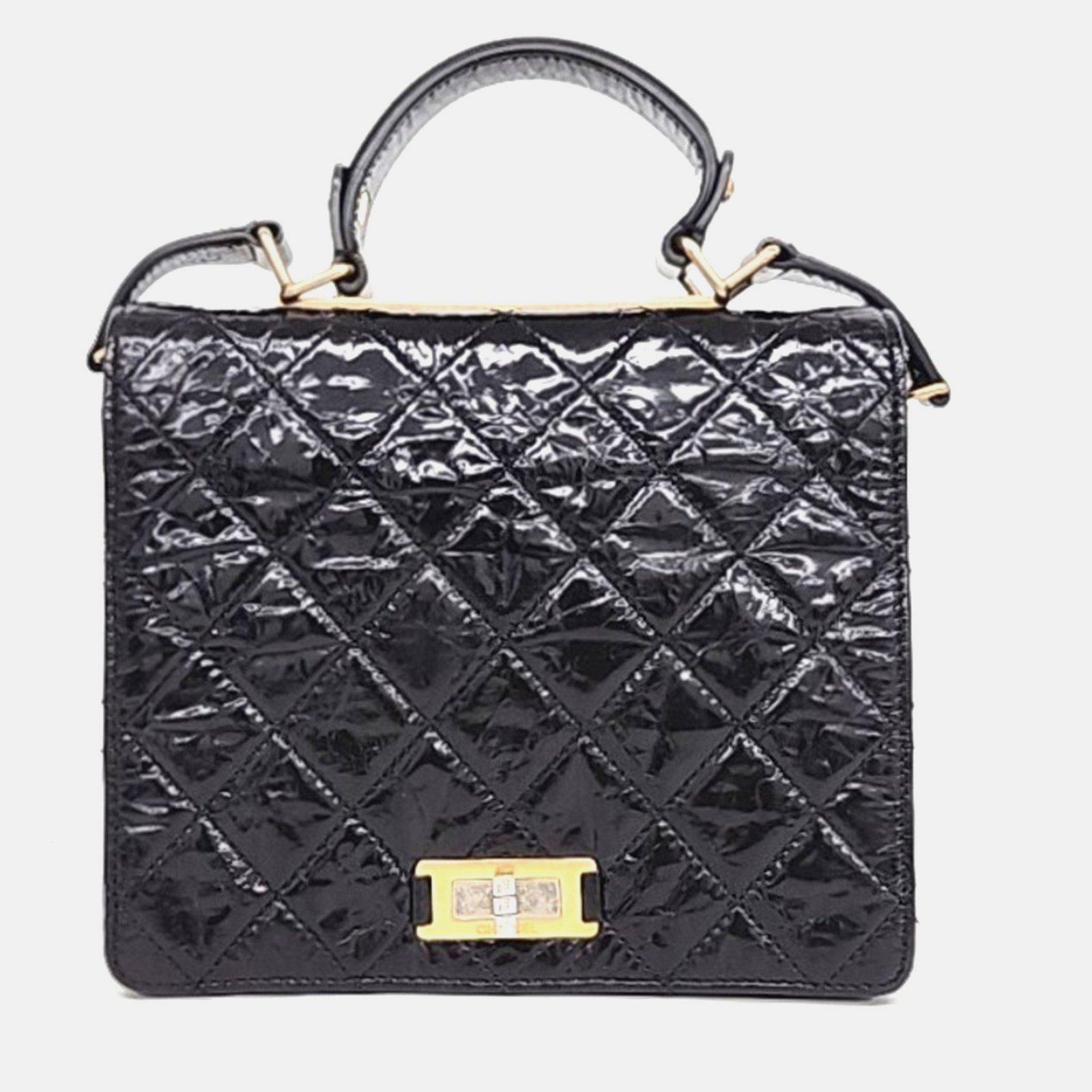 luxury-women-chanel-used-handbags-p1096623-004 Chanel Black Crinkled Quilted Leather Rita Top Handle Bag - Image 1