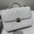 Chanel White Caviar Quilted Small Top Handle Flap Bag - Image 2