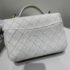 Chanel White Caviar Quilted Small Top Handle Flap Bag - Image 5