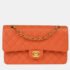 Chanel Orange Caviar Leather Medium Classic Double Flap Shoulder Bag