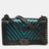 Chanel Black/Holographic Chevron Leather Medium Boy Flap Bag