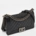 Chanel Black Quilted Patent and Leather Medium Boy Flap Bag - Image 3