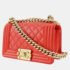 Chanel Red Leather Small Boy Shoulder Bag - Image 2