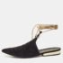 Chanel Black Suede Ankle Wrap Flat Mules Size 39