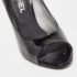 Chanel Black Patent Leather CC Peep Toe Pumps Size 36.5 - Image 8