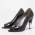 Chanel Black Patent Leather CC Peep Toe Pumps Size 36.5 - Image 2