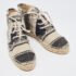 Chanel Black/white Knit Fabric Striped Lace-Up Espadrille Sneakers Size 39 - Image 4