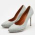 Charlotte Olympia Light Blue Embossed Ostrich Leather Debbie Pumps Size 39 - Image 2