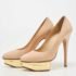 Charlotte Olympia Beige Suede Dolly Platform Pumps Size 37.5 - Image 2