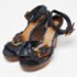 Chloe Navy Blue Leather Buckle Detail Wedge Platform Ankle Wrap Sandals Size 38 - Image 2